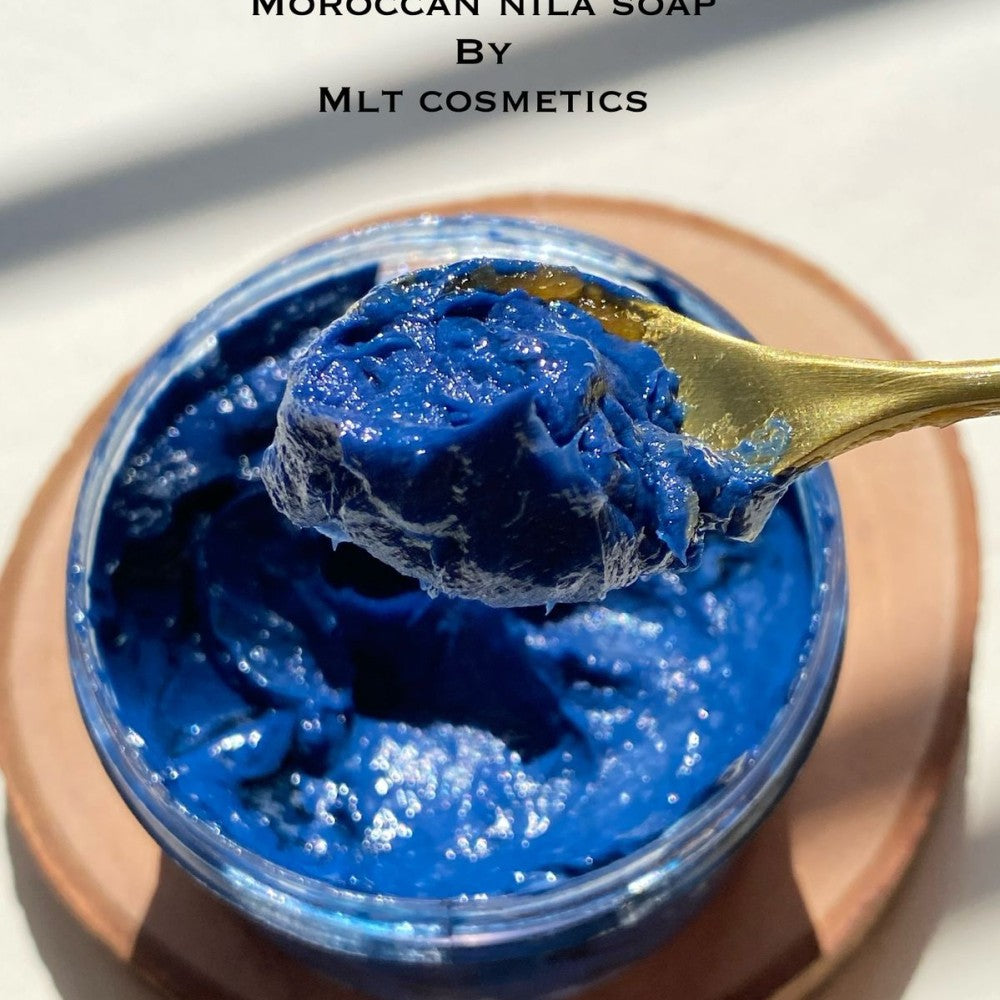 Moroccan Black Soap with Blue Nila Powder